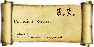 Bolvári Kevin névjegykártya